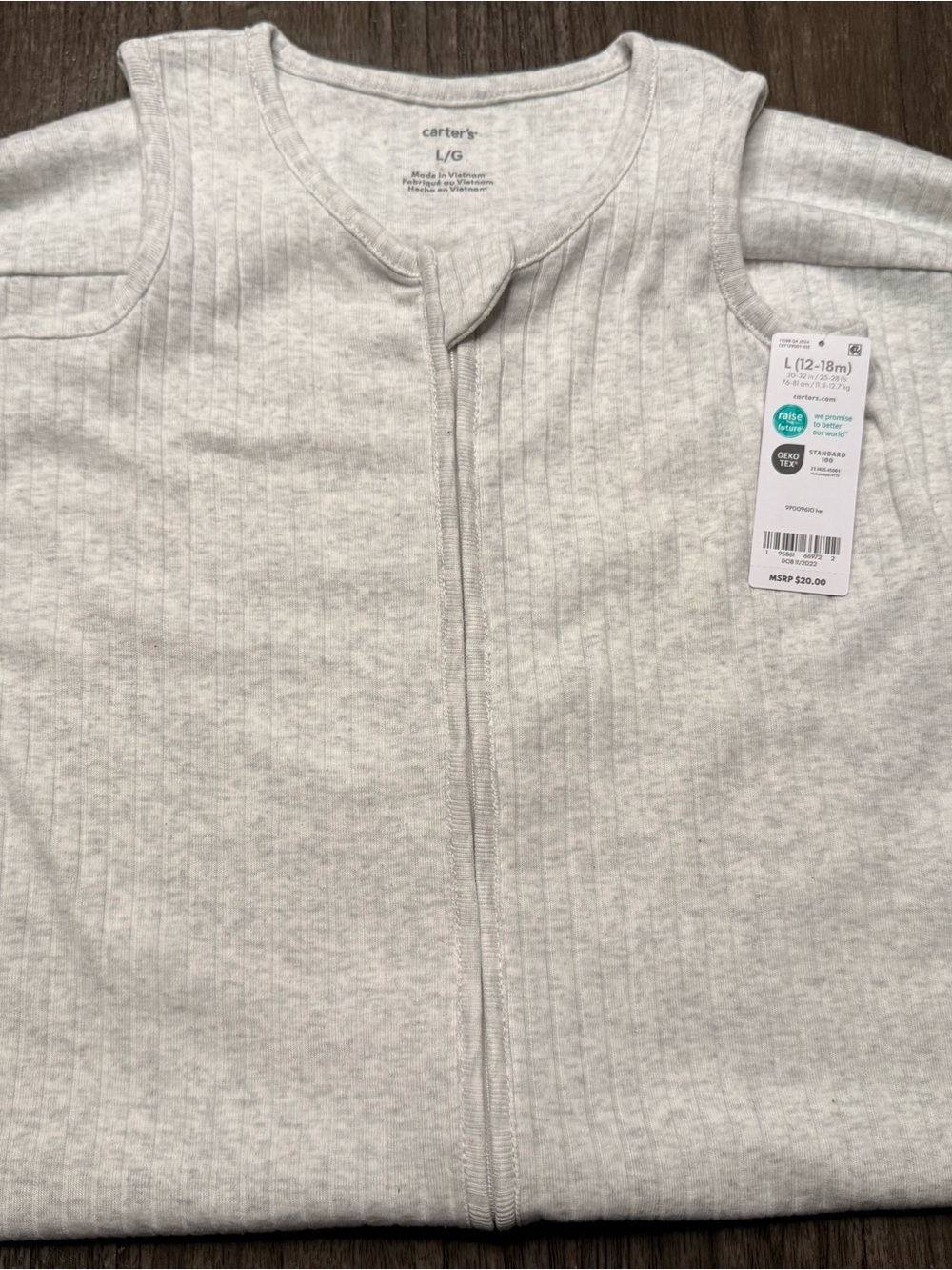 Carter's Light Gray Ribbed Zip-Front Sleep Sack